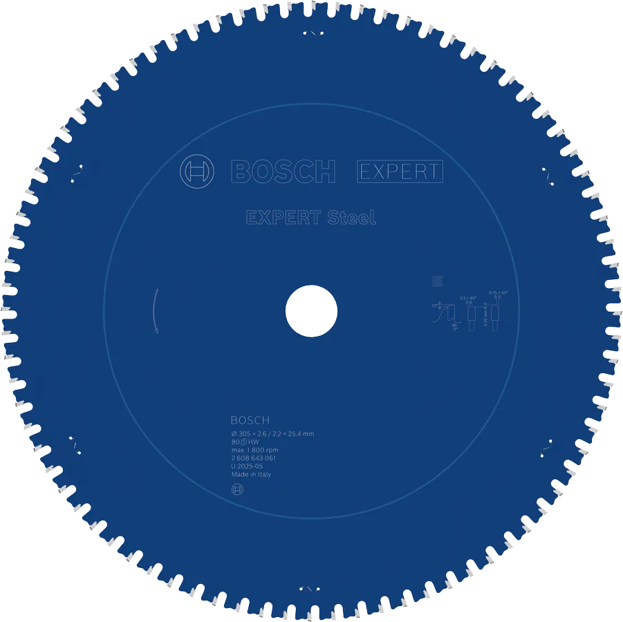 Bosch Sirkelsagblad 305 x 2,6/2,2 x 25,4 mm, T80 Steel EXPERT