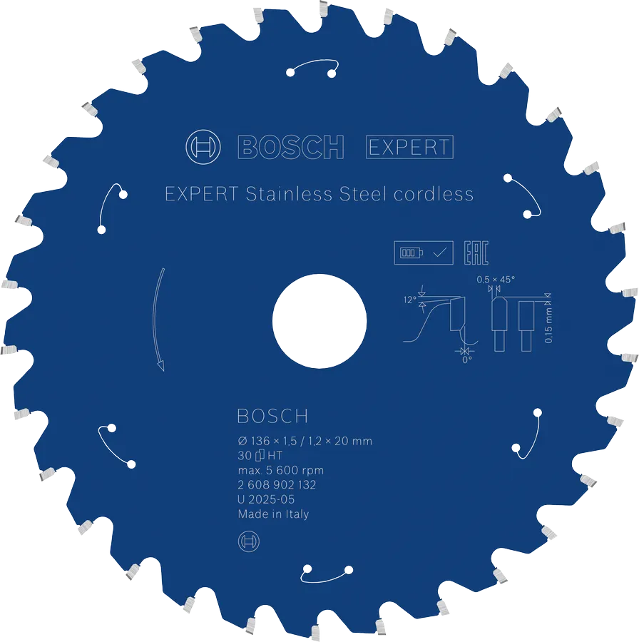Bosch Sirkelsagblad 136 x 1,5/1,2 x 20 mm, T30 Stainless Steel EXPERT
