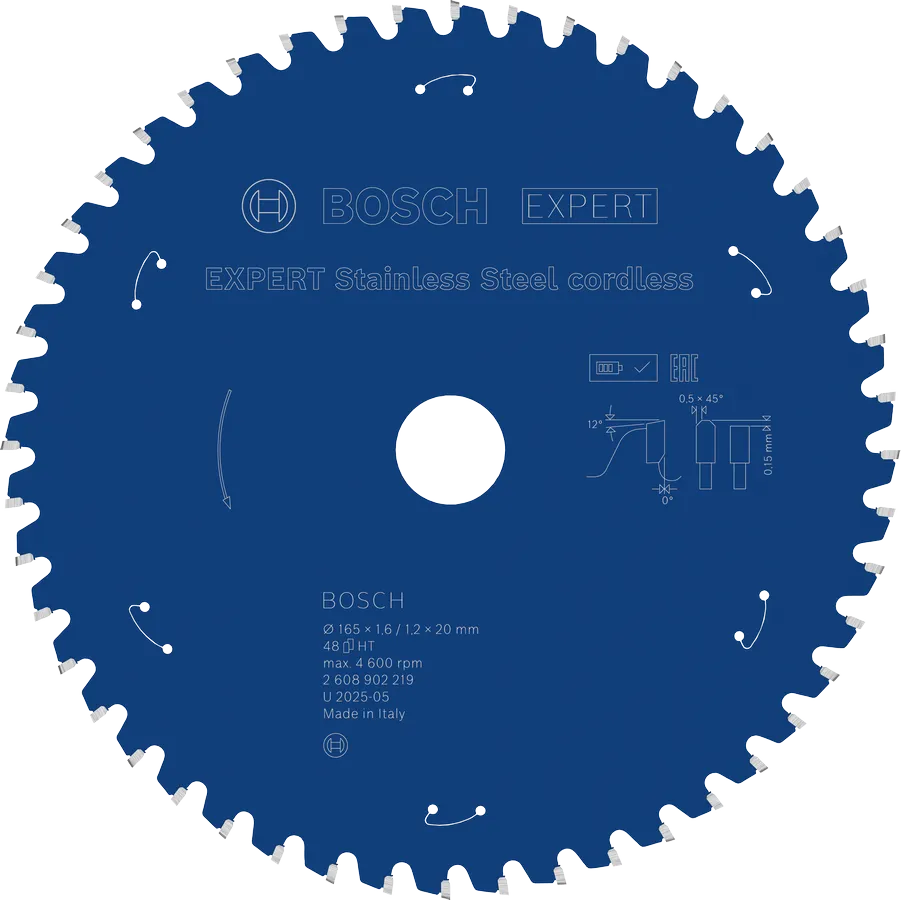 Bosch Sirkelsagblad 165 x 1,6/1,2 x 20 mm, T48 Rustfritt Stål EXPERT
