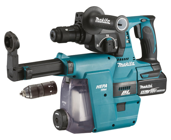 Makita Kombihammer SDS+ LXT 18V DHR243 Med Støvsuger Og 2x Batterier Og Lader