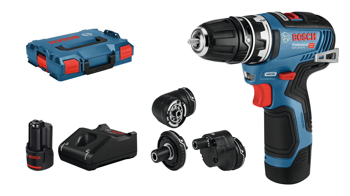 Bosch Drill Gsr 12V-35Fc 2X3,0Ah Med 4 Forsatser L-