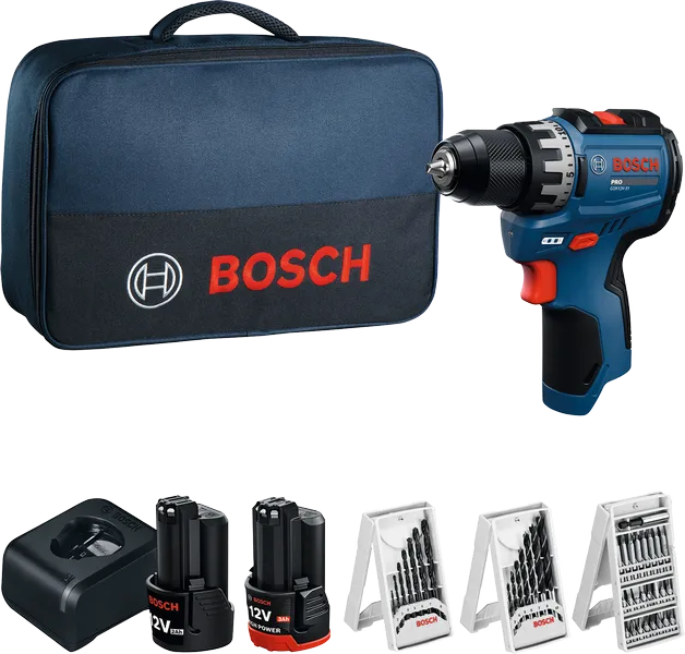 Bosch Drill GSR 12V-31 1x3.0 og 1x2.0 Ah Batterier Og Lader I Nylonveske