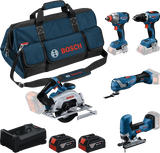 Bosch Maskinsett 5 Deler 2x5.0 Ah Batterier Og Lader I Veske