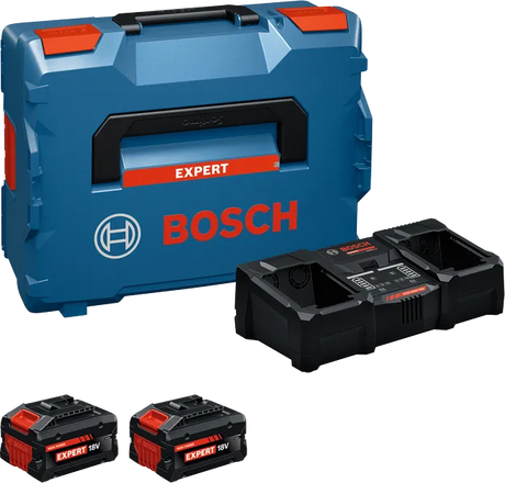 Bosch Batterisett 18V 2x8 Ah Expert + Dobbel Hurtiglader EXAL 18V
