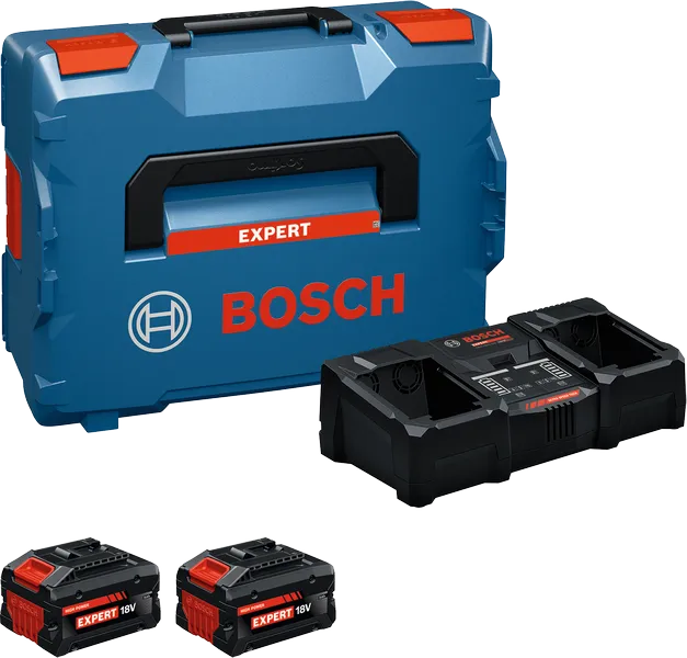 Bosch Batterisett 18V 2x8 Ah Expert + Dobbel Hurtiglader EXAL 18V