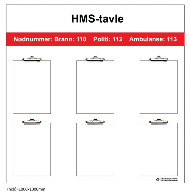 TD Tavle STANDARD 100 x 100cm - 6 Klyper