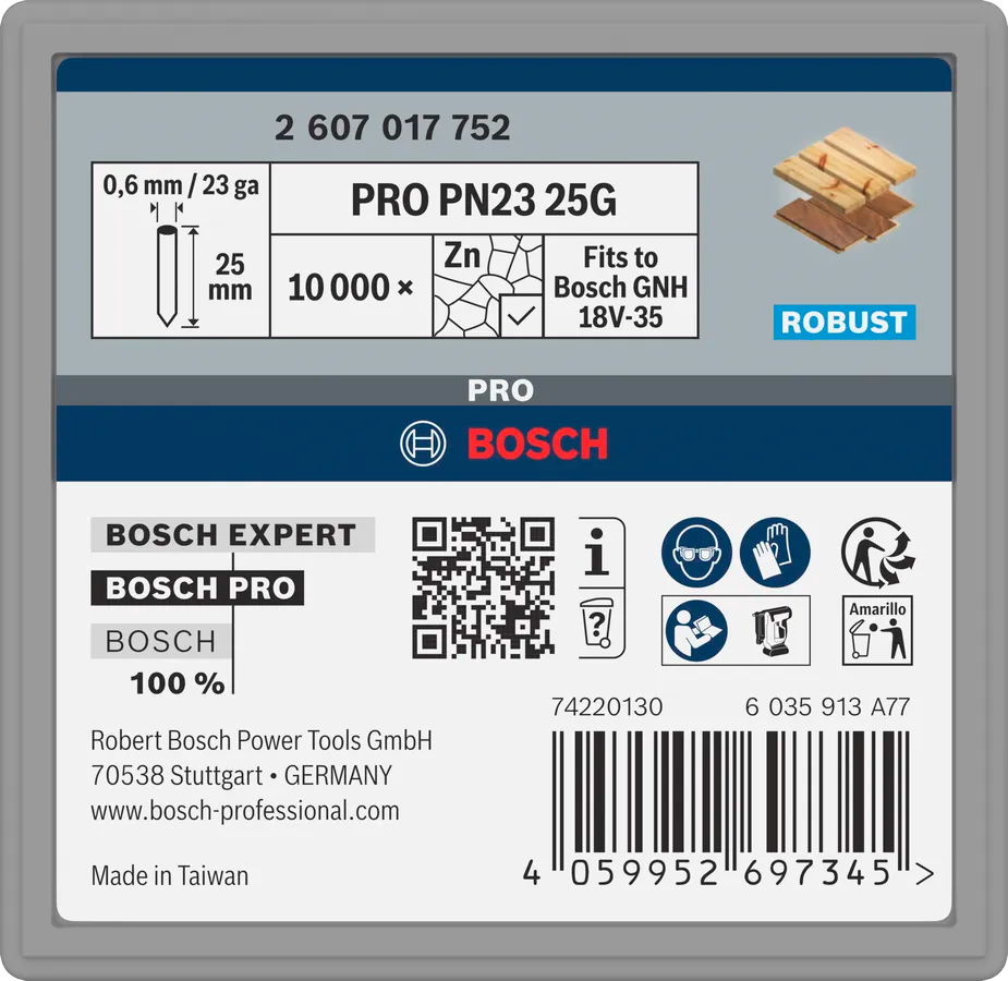 Bosch Dykkertspiker PN23 G Pin, 0,65/23 g, galvanisert
