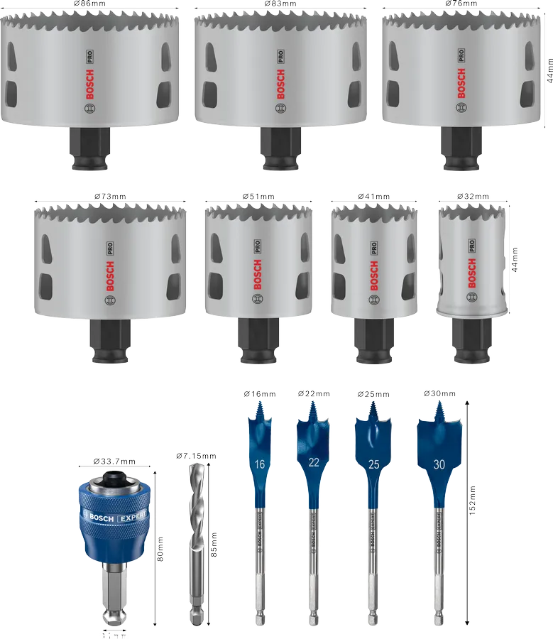 Bosch Hullsagsett PC M/Bor 16-86mm A1 L-Boxx