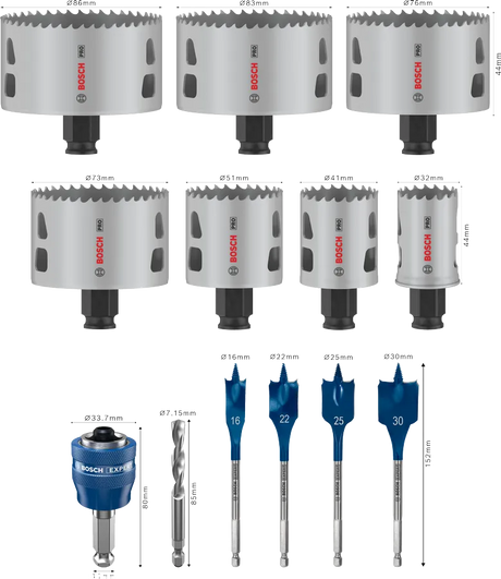 Bosch Hullsagsett PC M/Bor 16-86mm A1 L-Boxx