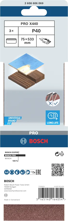 Bosch Båndslipepapir Redwood 75x533 mm Pk. 3