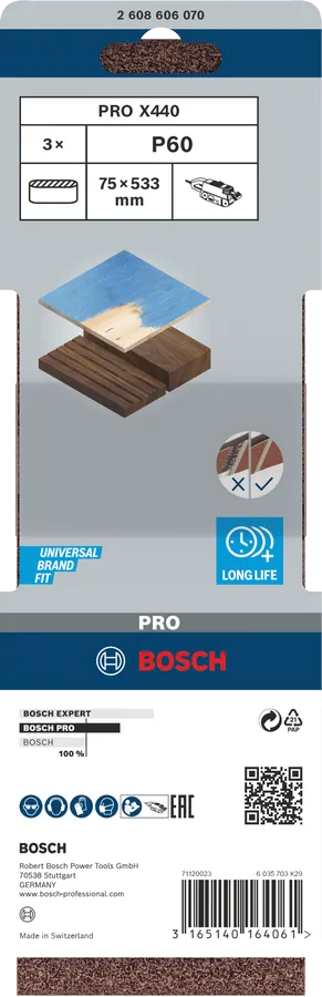 Bosch Båndslipepapir Redwood 75x533 mm Pk. 3