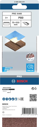 Bosch Båndslipepapir Redwood 75x533 mm Pk. 3
