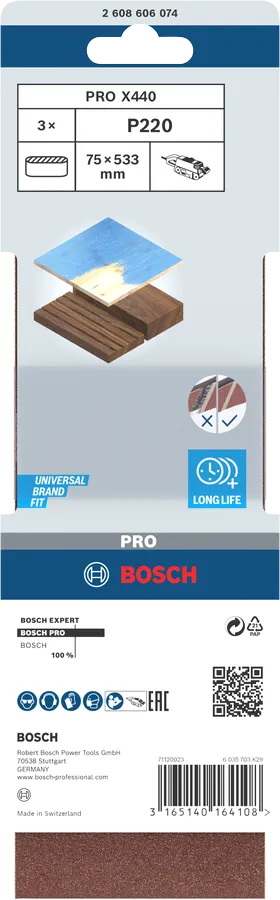 Bosch Båndslipepapir Redwood 75x533 mm Pk. 3