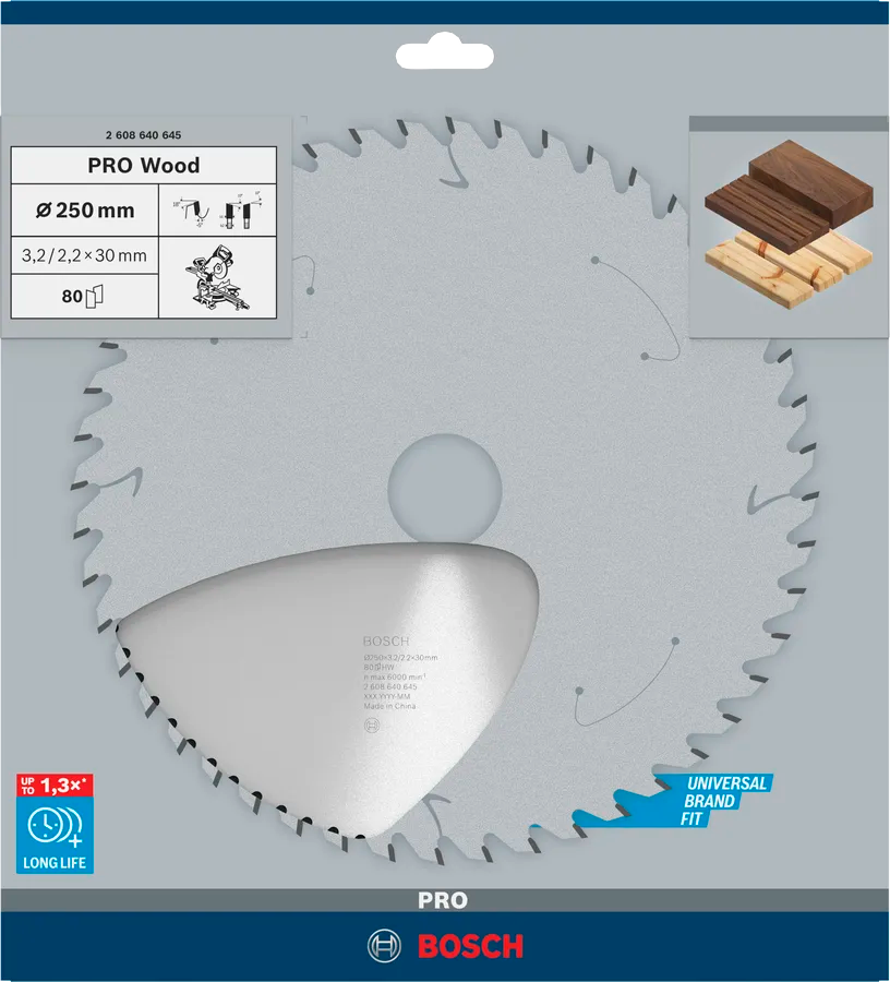 Bosch Sirkelsagblad 250 x 3,2 x 30 mm, T80 PRO Wood