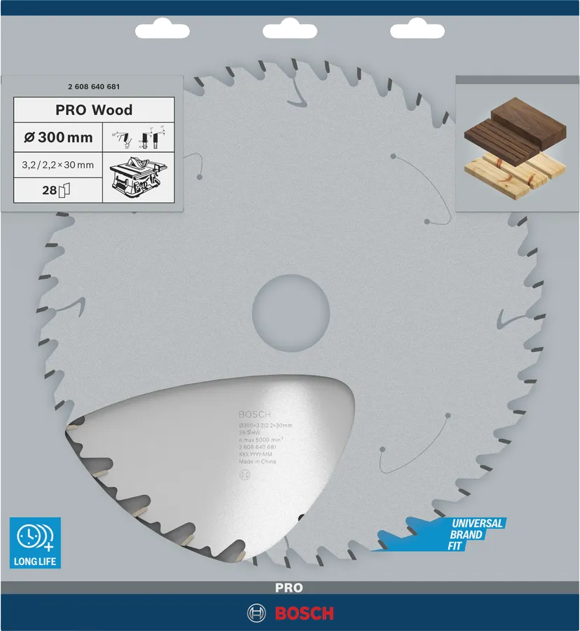 Bosch Byggsagblad 300 x 3,2 x 30 mm, T28 Wood PRO