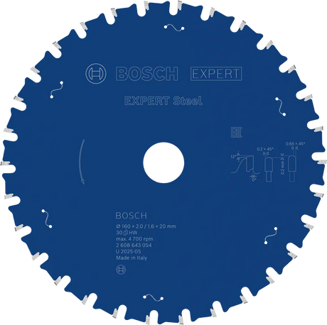 Bosch Sirkelsagblad Ø160X2,0X20 Mm Exp Stål 30T