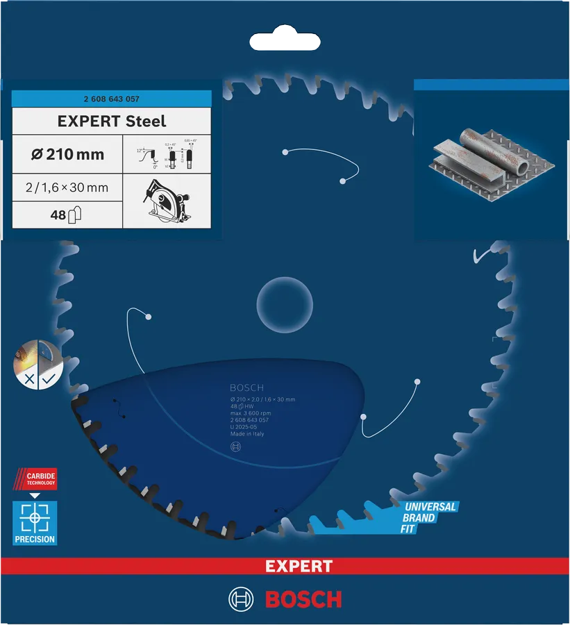 Bosch Sirkelsagblad 210 x 2/1,6 x 30 mm, T48 Steel EXPERT