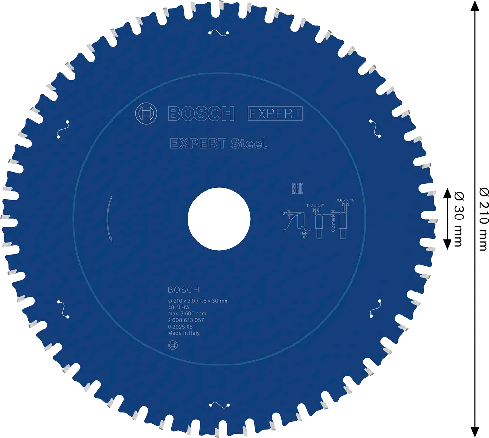Bosch Sirkelsagblad 210 x 2/1,6 x 30 mm, T48 Steel EXPERT