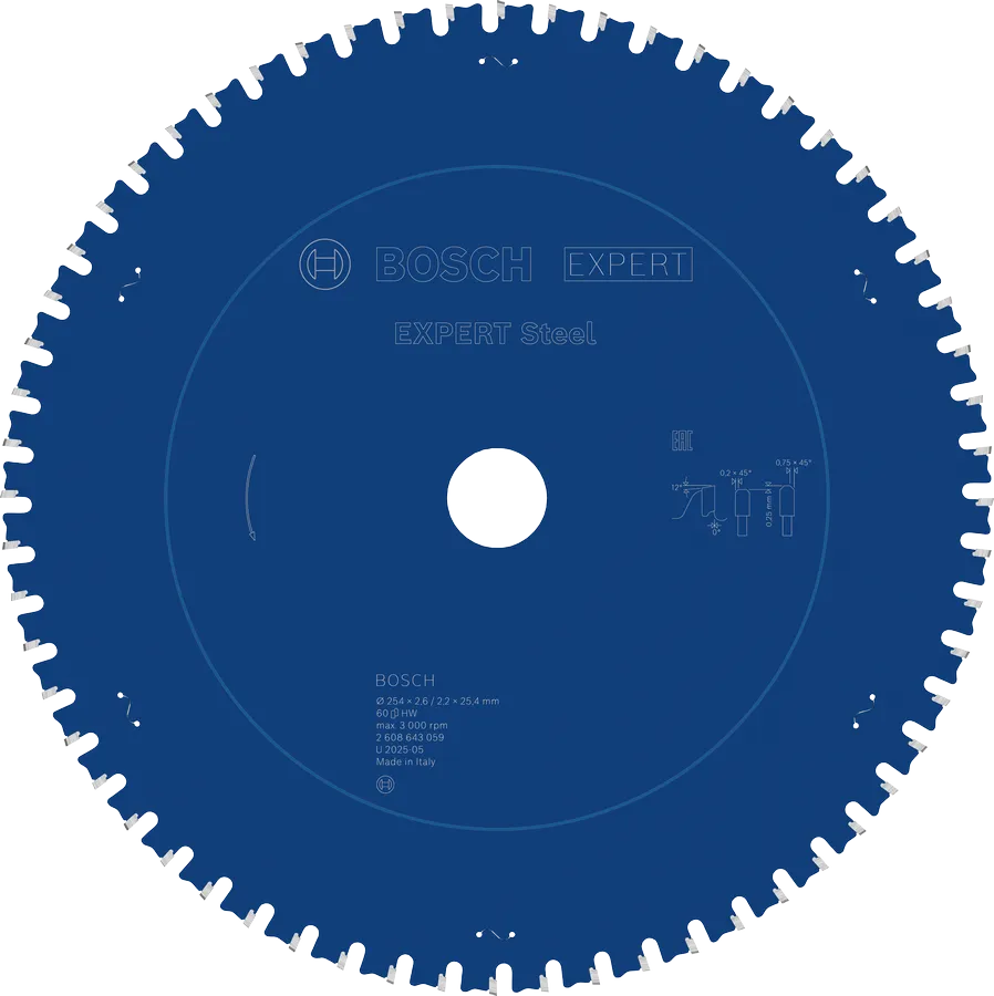 Bosch Sirkelsagblad 254 x 2,6/2,2 x 25,4 mm, T60 Steel EXPERT