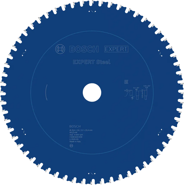 Bosch Sirkelsagblad 254 x 2,6/2,2 x 25,4 mm, T60 Steel EXPERT