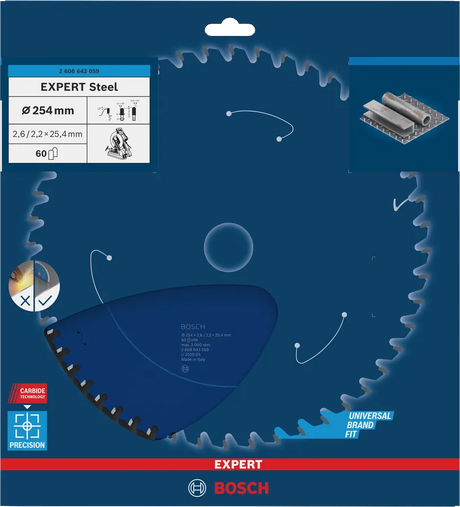 Bosch Sirkelsagblad 254 x 2,6/2,2 x 25,4 mm, T60 Steel EXPERT