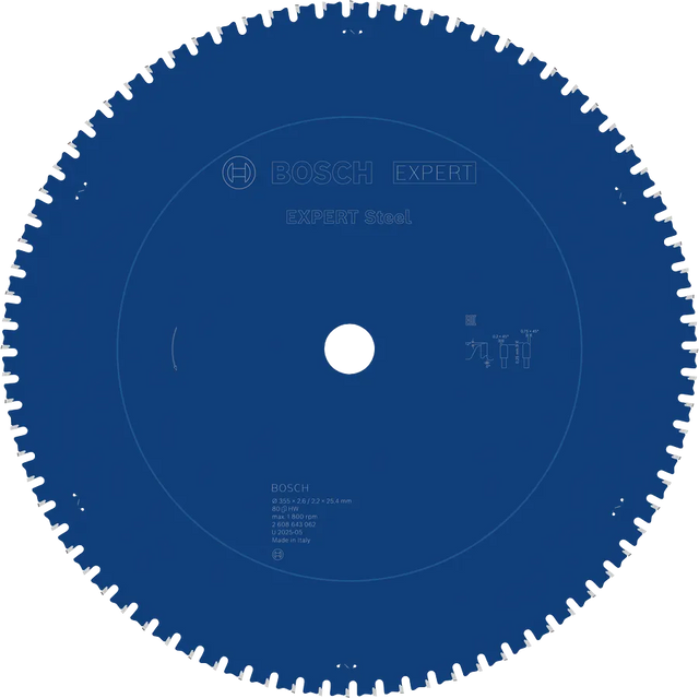 Bosch Sirkelsagblad 355 x 2,6/2,2 x 25,4 mm 80T Steel EXPERT