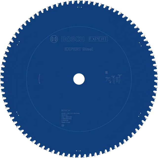 Bosch Sirkelsagblad 355 x 2,6/2,2 x 25,4 mm, T90 Steel EXPERT