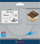 Bosch Sirkelsagblad 85 x 1,1 x 15 mm Wood PRO