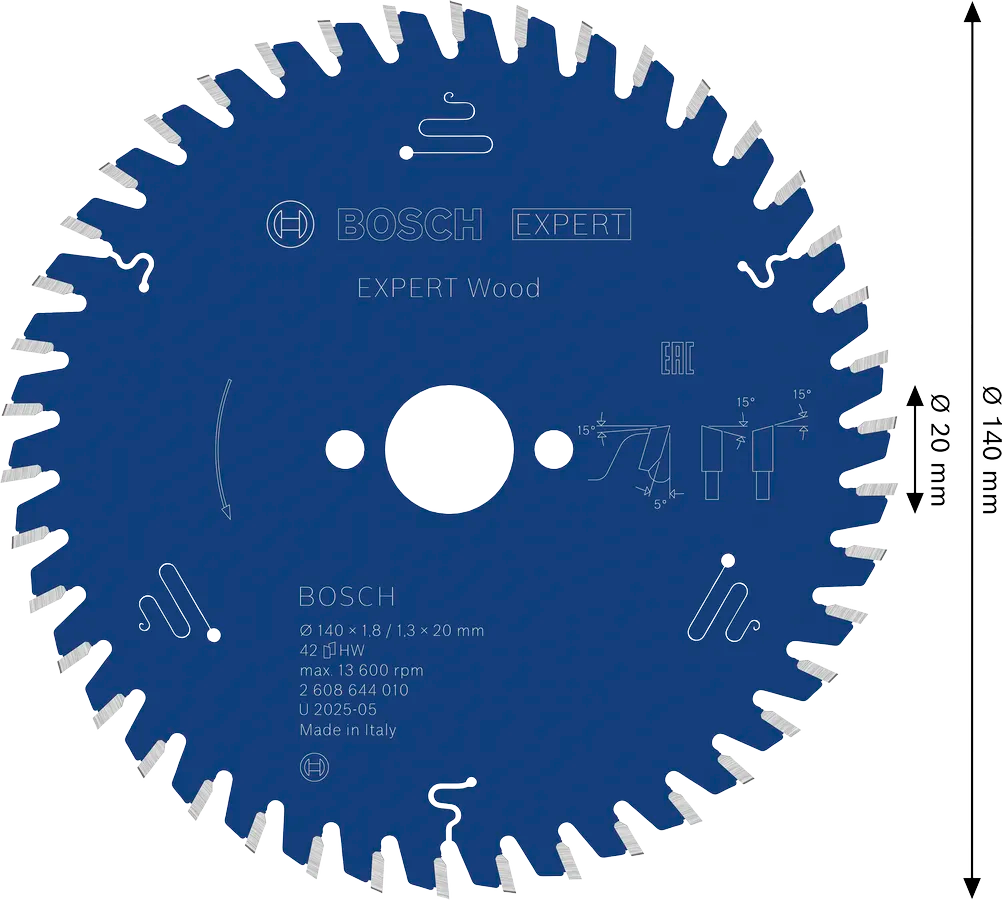 Bosch Sirkelsagblad 140 x 1,8/1,3 x 20 mm, T42 Wood EXPERT
