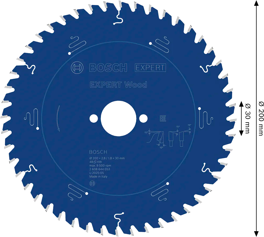 Bosch Sirkelsagblad 200 x 2,8/1,8 x 30 mm, T48 Wood EXPERT