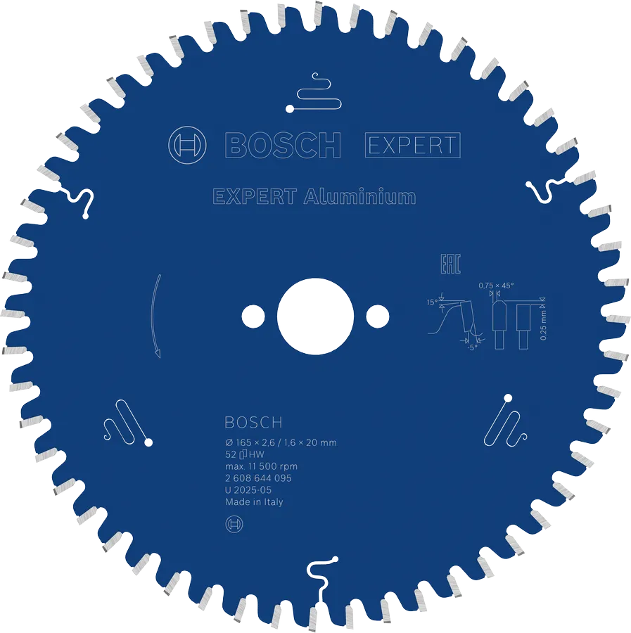 Bosch Sirkelsagblad 165 x 2,6/1,6 x 20 mm, T52 Aluminium EXPERT