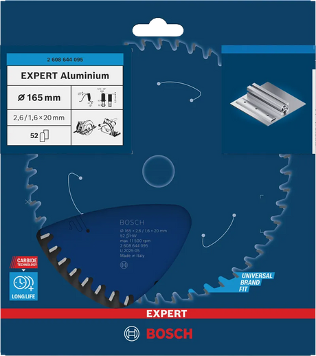 Bosch Sirkelsagblad 165 x 2,6/1,6 x 20 mm, T52 Aluminium EXPERT