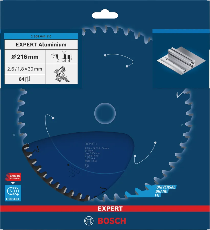 Bosch Sirkelsagblad 216 x 2,6/1,8 x 30 mm, T64 Aluminium EXPERT
