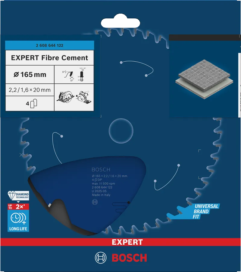Bosch Sirkelsagblad 165 x 2,2/1,6 x 20 mm, T4 Fibre Cement EXPERT