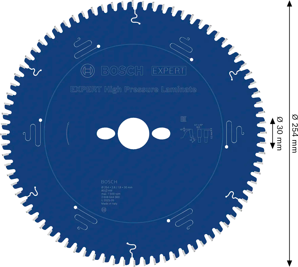 Bosch Sirkelsagblad 254 x 2,8/1,8 x 30 mm, T80 High Pressure Laminate EXPERT