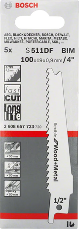 Bosch Bajonettsagblad S511Df Flexible For Wood And Metal 5 Stk