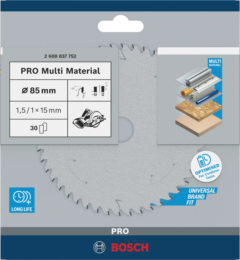 Bosch Sirkelsagblad Ø85X15 30T Multimaterial