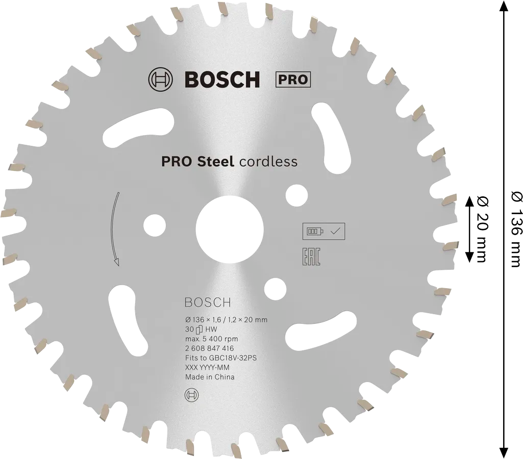 Bosch Sagblad For Armeringskutter 136 x 1,6/1,1 x 20 mm