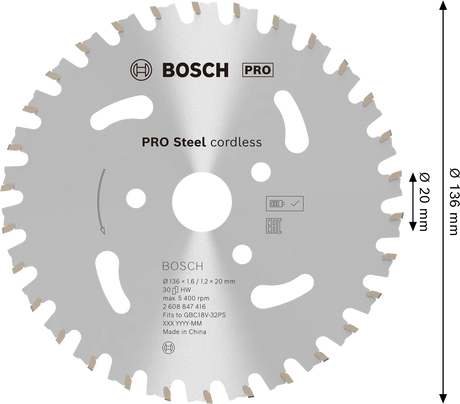 Bosch Sagblad For Armeringskutter 136 x 1,6/1,1 x 20 mm