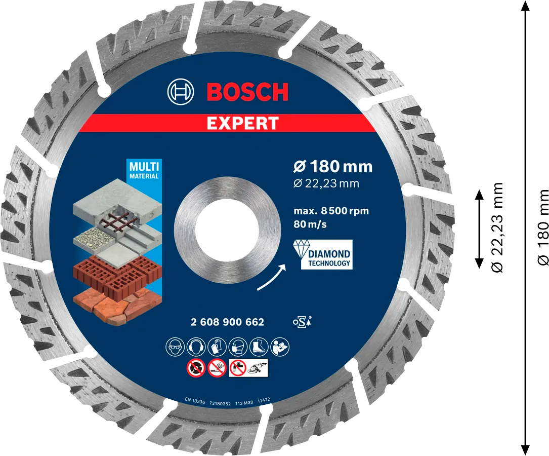 Bosch Diamantskive Multimaterial 180 x 22,23 x 2,4 x 12 mm EXPERT