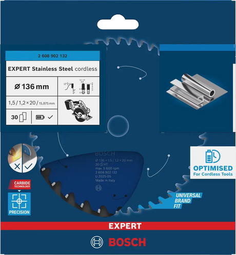 Bosch Sirkelsagblad 136 x 1,5/1,2 x 20 mm, T30 Stainless Steel EXPERT