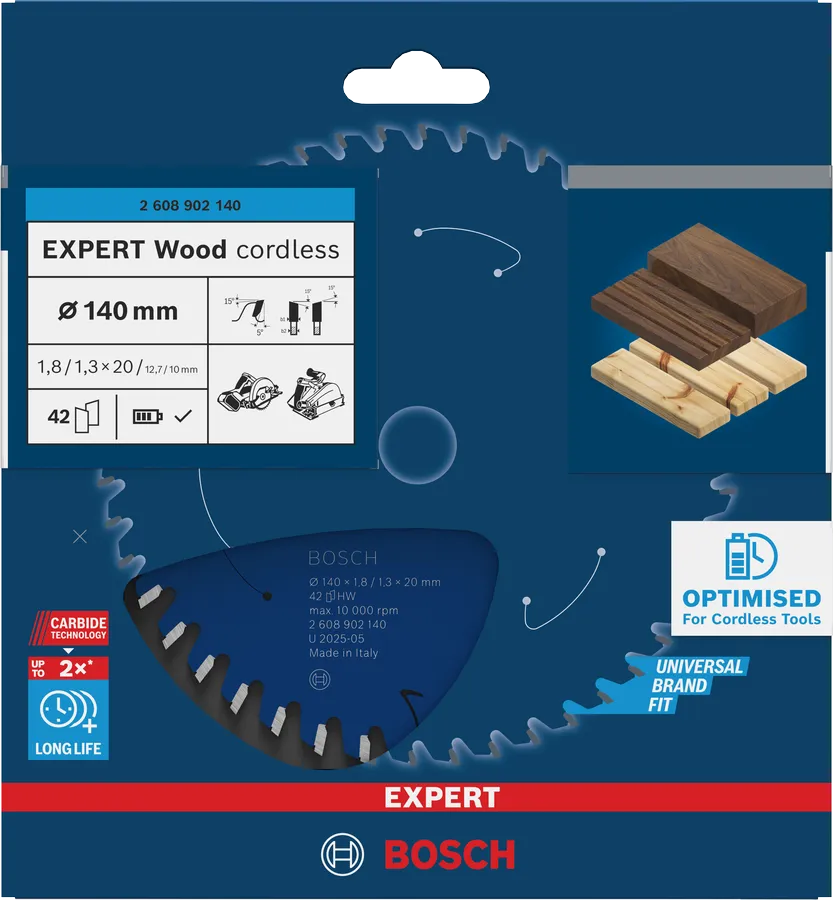 Bosch Sirkelsagblad 140 x 1,8/1,3 x 20 mm, T42 Wood EXPERT