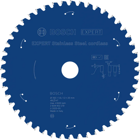 Bosch Sirkelsagblad 165 x 1,6/1,2 x 20 mm, T48 Rustfritt Stål EXPERT