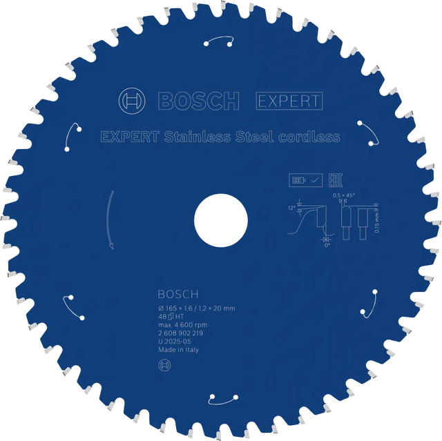Bosch Sirkelsagblad 165 x 1,6/1,2 x 20 mm, T48 Rustfritt Stål EXPERT
