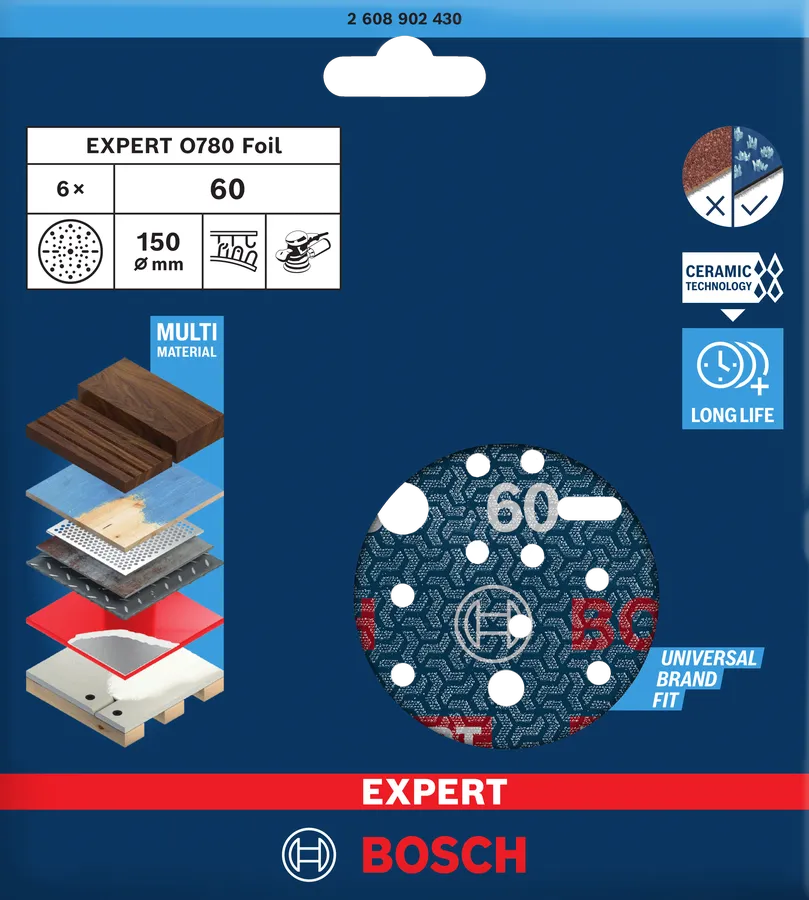 Bosch Slipepapir 150 mm Keramisk Pk. 6