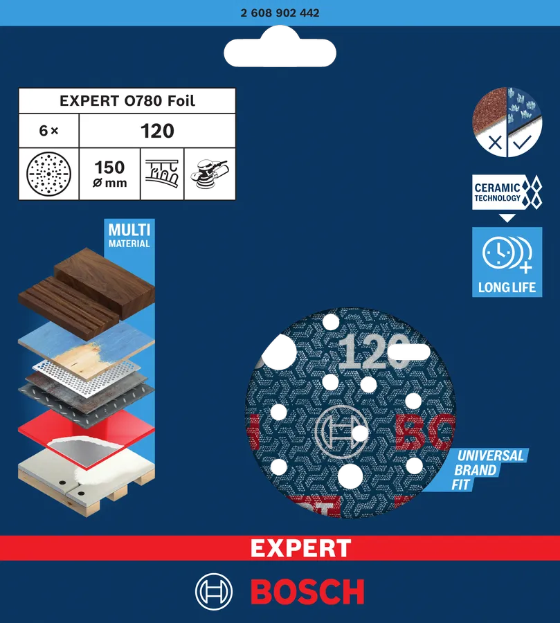 Bosch Slipepapir 150 mm Keramisk Pk. 6