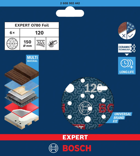 Bosch Slipepapir 150 mm Keramisk Pk. 6