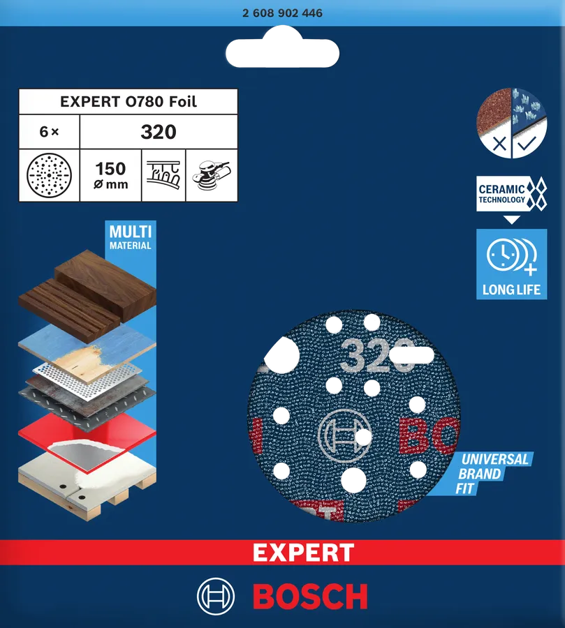 Bosch Slipepapir 150 mm Keramisk Pk. 6