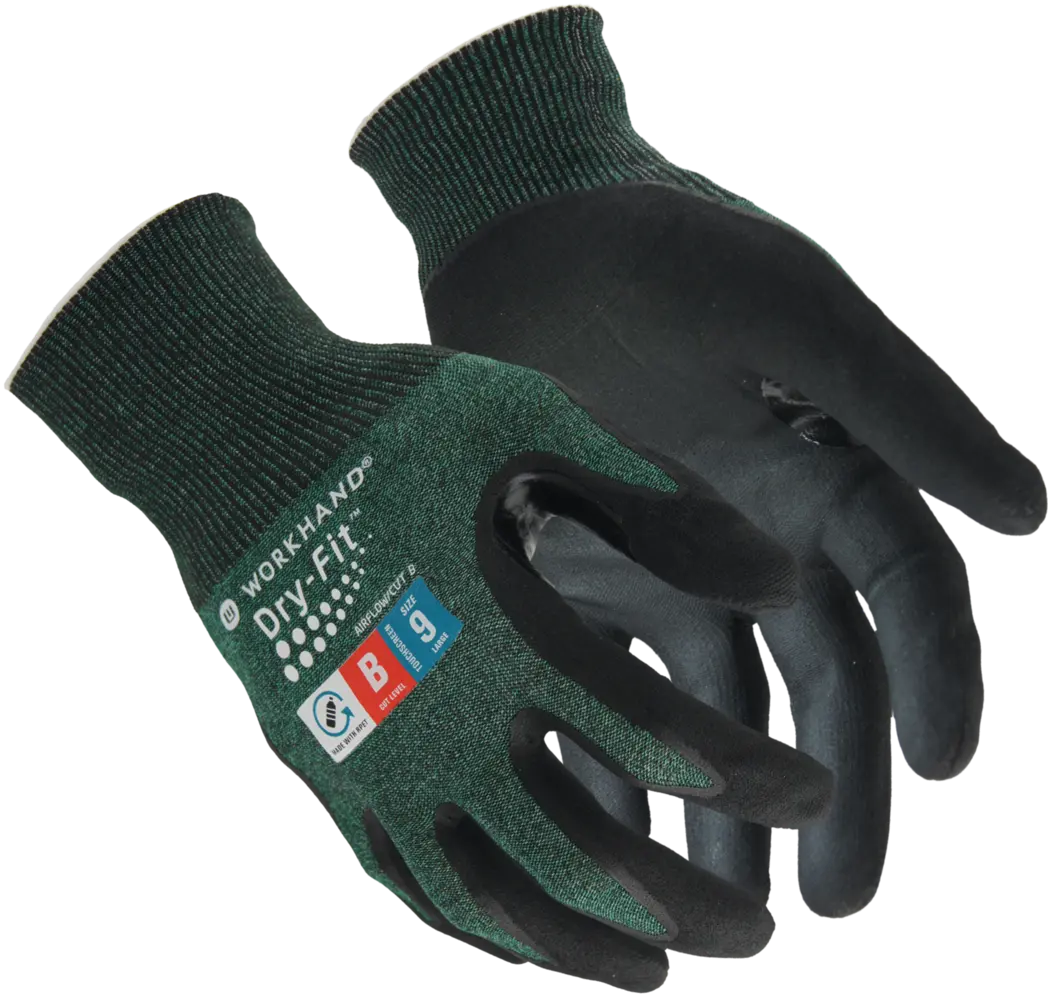 Workhand Kutthanske Dry-Fit Airflow Cut B Grønn