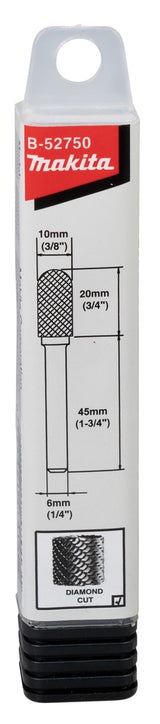 Makita Rettsliper 10X20X6 Mm Sylindrisk m/rund tupp